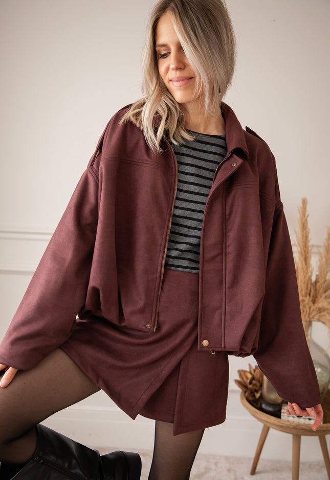 Sienna Suede Bomber Bordeaux - Jacket