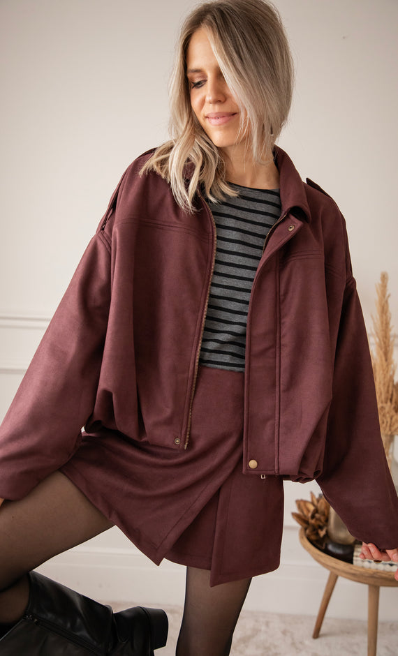 Sienna Suede Bomber Bordeaux - Jacket