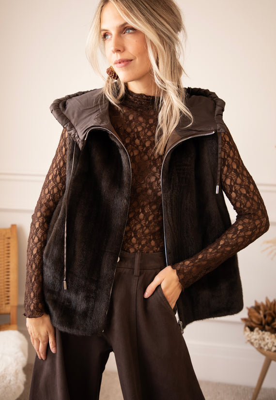 Faux Fur Escape Cacao - Gilet
