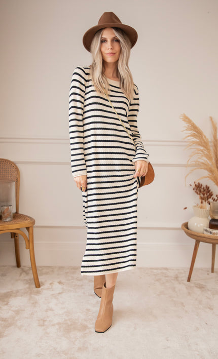 Sya Stripe Beige/Black - Dress