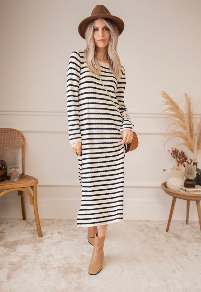 Sya Stripe Beige/Black - Dress