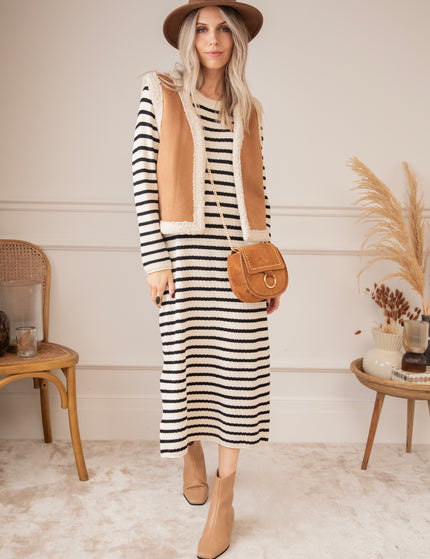 Sya Stripe Beige/Black - Dress