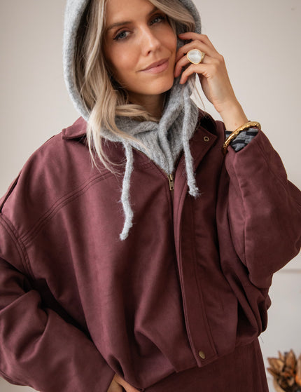 Sienna Suede Bomber Bordeaux - Jacket