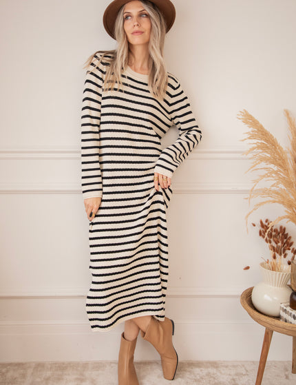 Sya Stripe Beige/Black - Dress