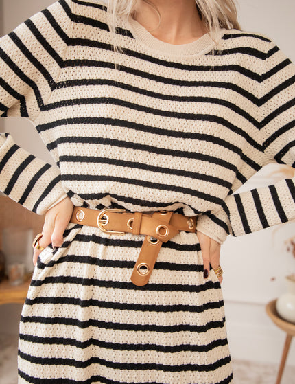 Sya Stripe Beige/Black - Dress