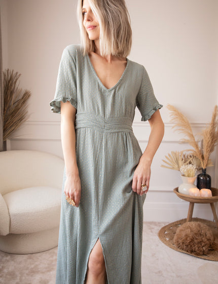 Gold Dots Dark Mint - Maxi Dress ellemilla Gold Dots Dark Mint - Maxi Dress ellemilla