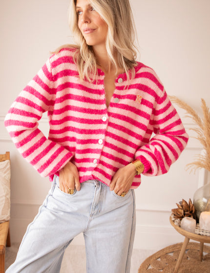 More Self Love Stripes Fuchsia/Soft Pink - Cardigan
