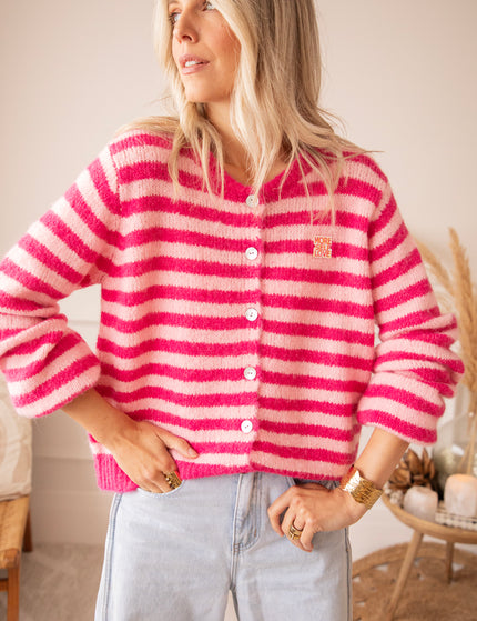 More Self Love Stripes Fuchsia/Soft Pink - Cardigan