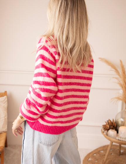 More Self Love Stripes Fuchsia/Soft Pink - Cardigan