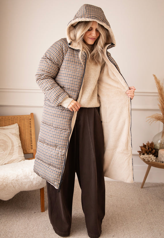 The Reversible Check Beige/Brown - Jacket