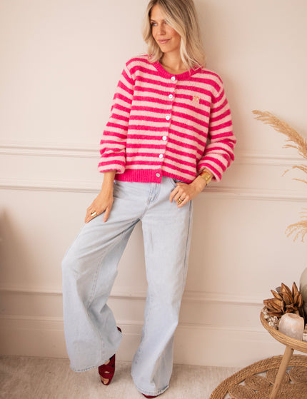 More Self Love Stripes Fuchsia/Soft Pink - Cardigan