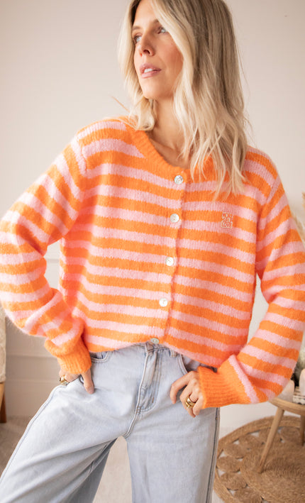 More Self Love Stripes Orange/Soft Pink - Cardigan