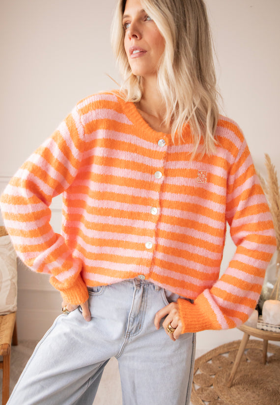 More Self Love Stripes Orange/Soft Pink - Cardigan