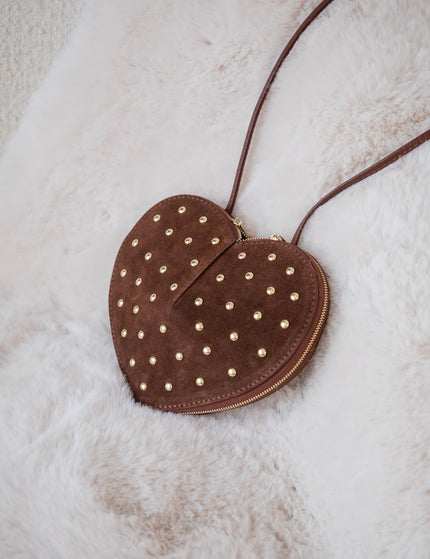 Studded Heart Brown - Handbag