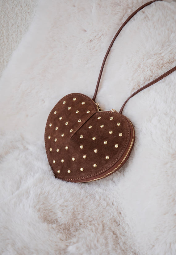 Studded Heart Brown - Handtas