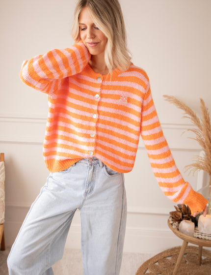 More Self Love Stripes Orange/Soft Pink - Cardigan
