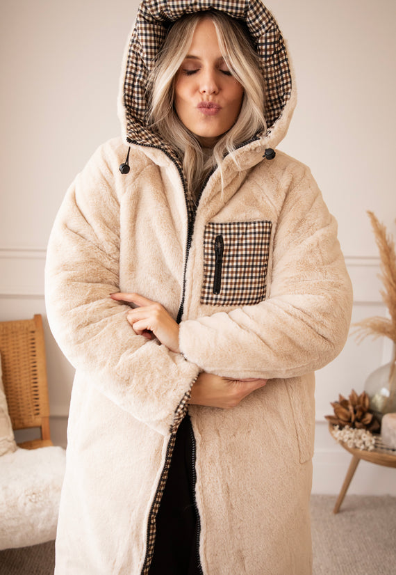 The Reversible Check Beige/Brown - Jacket