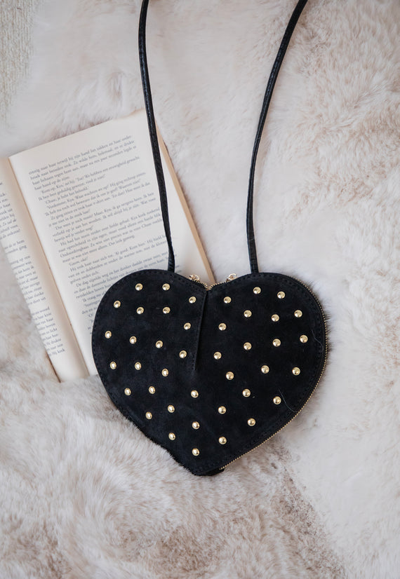 Studded Heart Black - Handtas