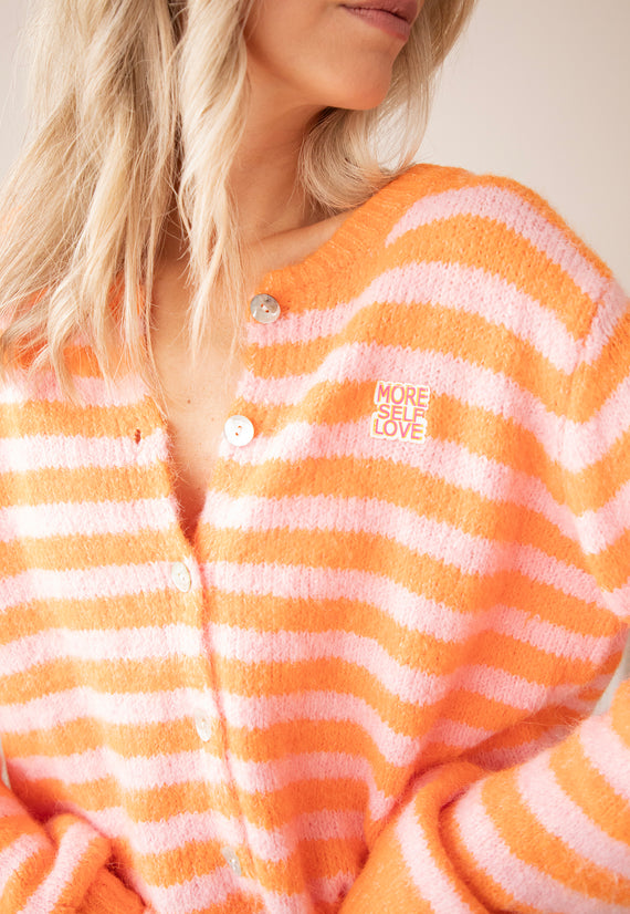 More Self Love Stripes Orange/Soft Pink - Cardigan