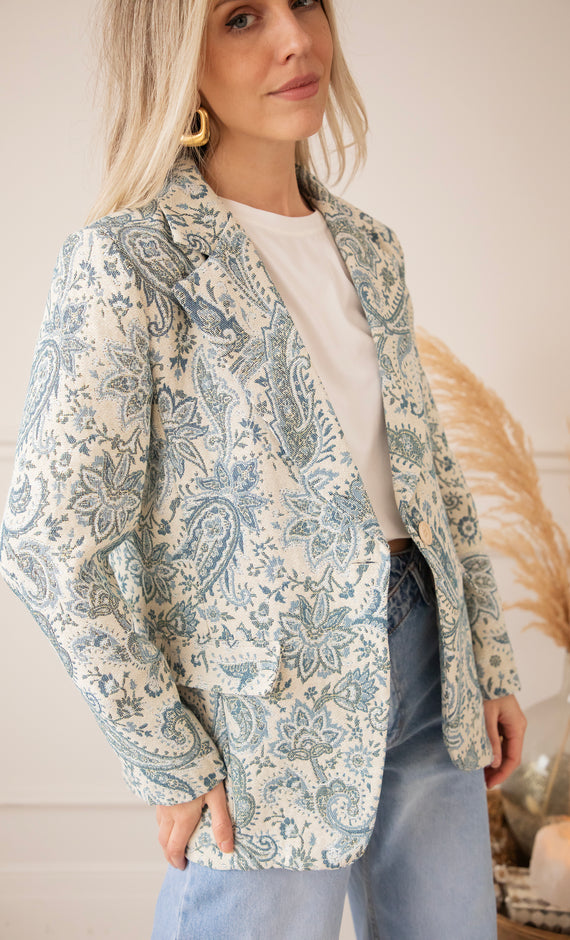 Rosy Belle Paisley Beige/Blue - Blazer