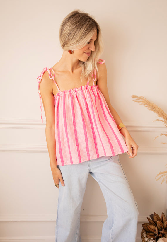 Sunny Stripe Energy Baby Pink/Fuchsia - Top
