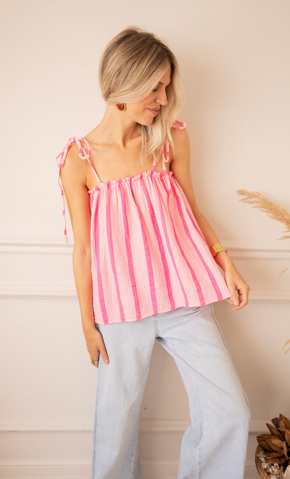 Sunny Stripe Energy Baby Pink/Fuchsia - Top