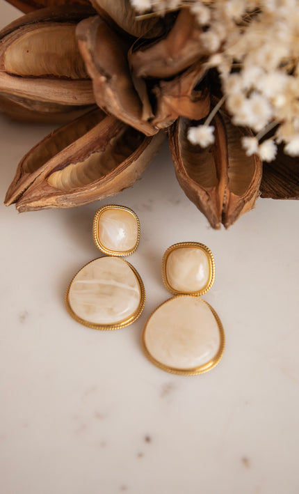 Lunara Gold/Beige - Oorbellen