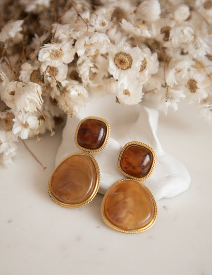 Lunara Gold/Brown - Oorbellen