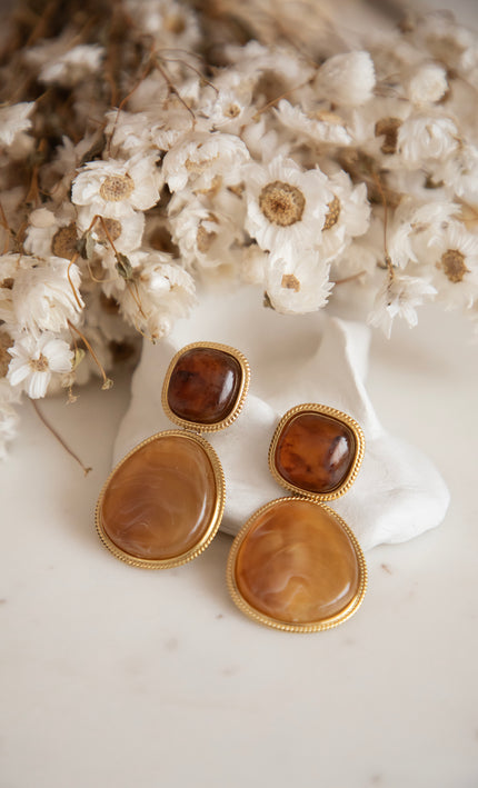 Lunara Gold/Brown - Oorbellen