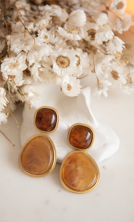 Lunara Gold/Brown - Earrings