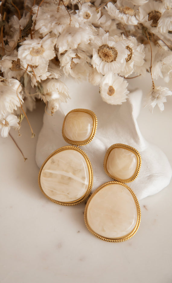 Ohrringe - Lunara - Gold/Beige