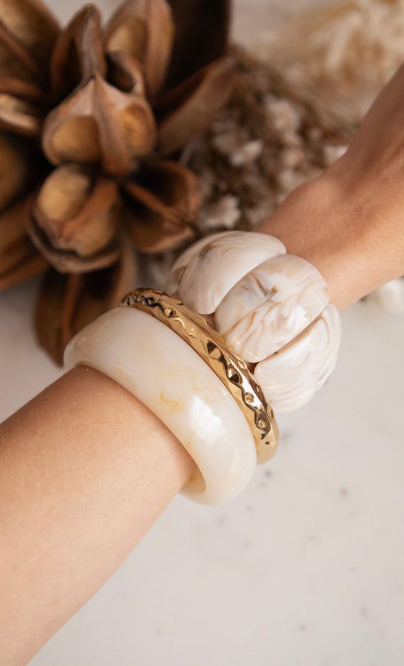 Armreifen - Elastelle - Beige