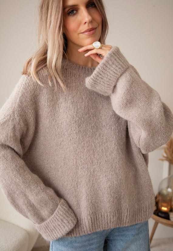 Pullover - Basic Emily - Taupe