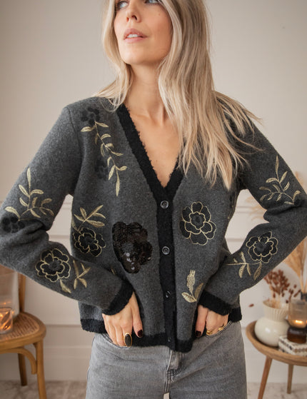 Harvest Bloom Dark Grey - Cardigan