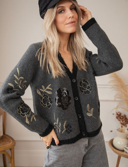 Harvest Bloom Dark Grey - Cardigan