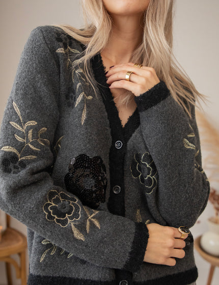 Harvest Bloom Dark Grey - Cardigan