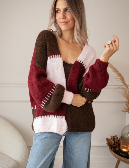 Soft Stitch Pink/Bordeaux - Cardigan