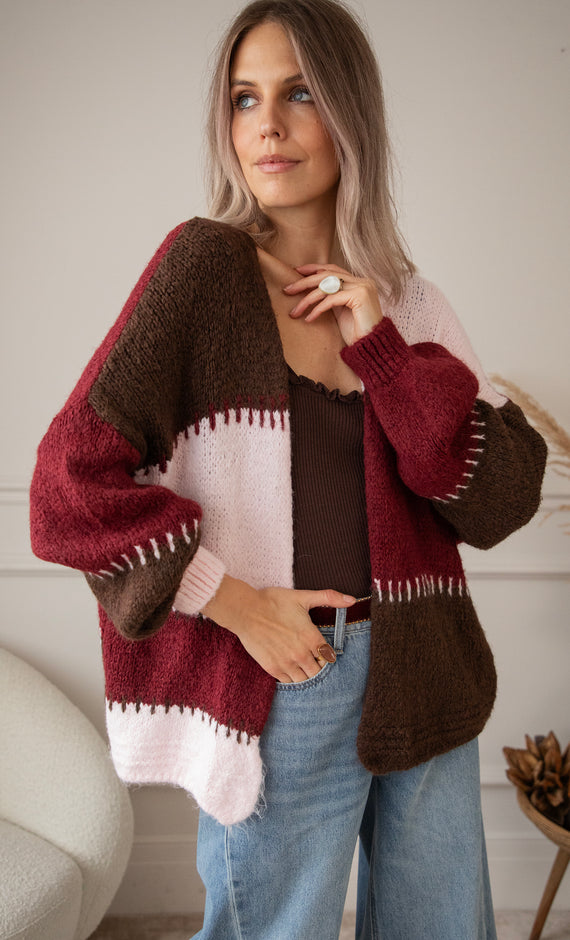 Soft Stitch Pink/Bordeaux - Cardigan