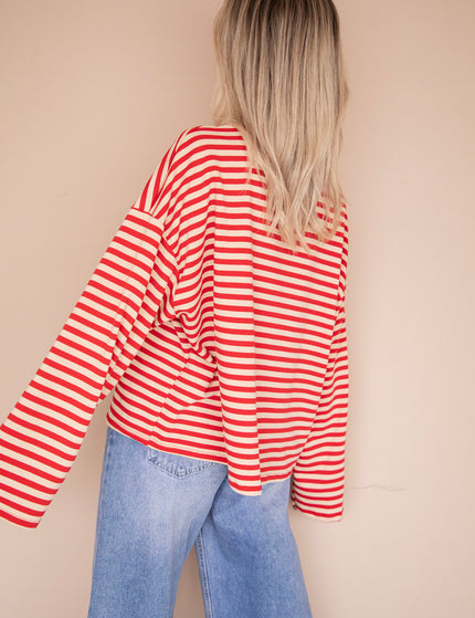 Sadie Stripe Beige/Bordeaux - Longsleeve