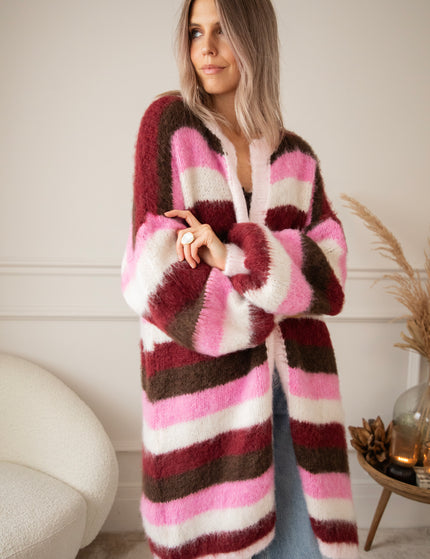 Stripes On Repeat Pink/Bordeaux - Cardigan