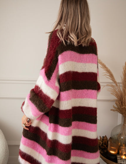 Stripes On Repeat Pink/Bordeaux - Cardigan