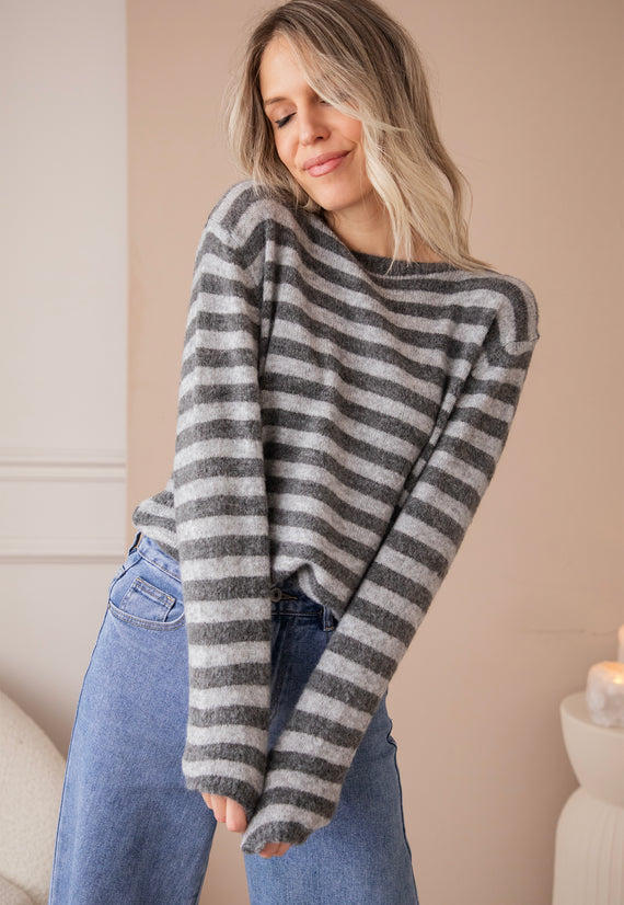 Billy Stripe Grey/Dark Grey - Trui