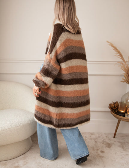 Stripes On Repeat Choco/Camel - Cardigan