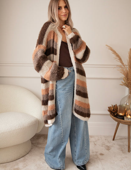 Stripes On Repeat Choco/Camel - Cardigan