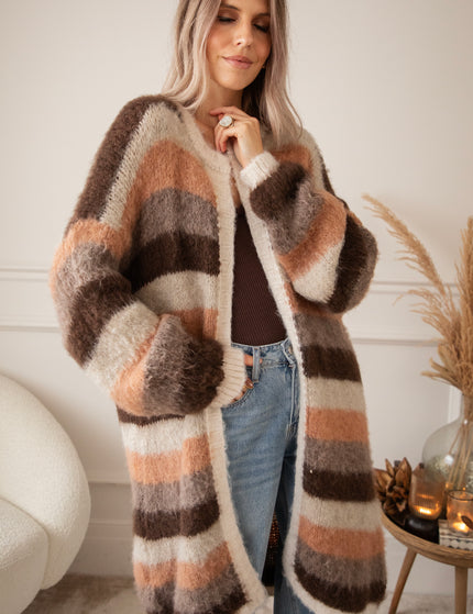 Stripes On Repeat Choco/Camel - Cardigan
