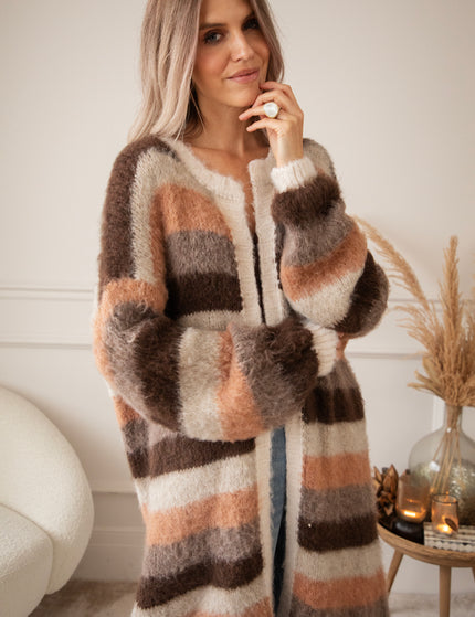 Stripes On Repeat Choco/Camel - Cardigan
