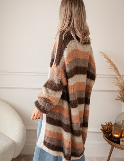Stripes On Repeat Choco/Camel - Cardigan