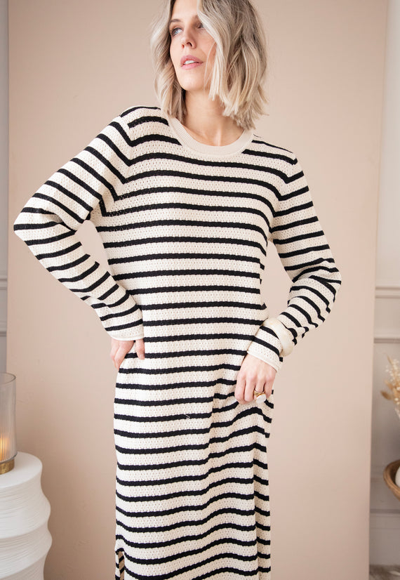 Sya Stripe Beige/Black - Dress