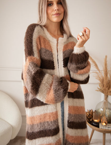 Stripes On Repeat Choco/Camel - Cardigan