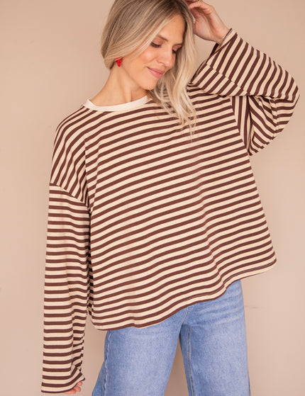 Sadie Stripe Beige/Choco - Longsleeve